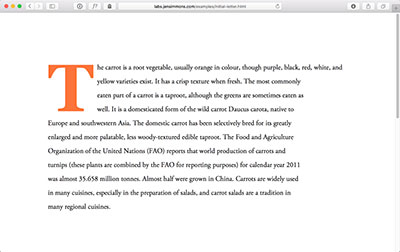 screenshot of a almost-working dropped cap