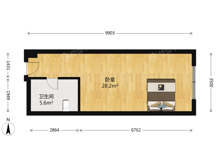 整租·赛格公寓 1室0厅 东