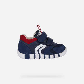 Chaussures Garçon Randonnée Geox B IUPIDOO BOY bleu marine/rouge foncé