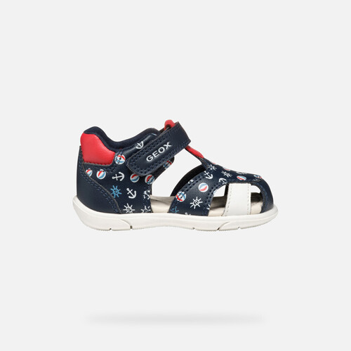 Chaussures Garçon Randonnée Geox B SANDAL ZAPITO BOY bleu marine/rouge