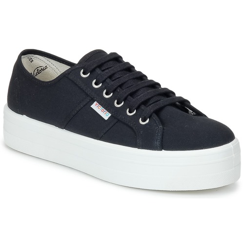 Chaussures Femme Baskets basses Victoria BLUCHER LONA PLATAFORMA Noir