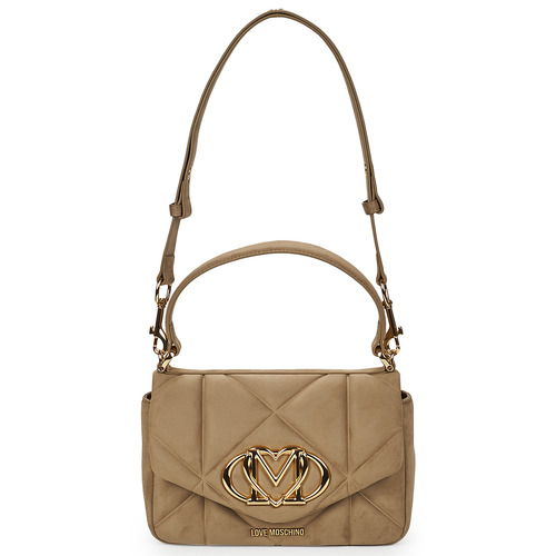 Taška Ženy Kabelky s dlouhým popruhem Love Moschino EMBOSSED Q SUEDE Béžová