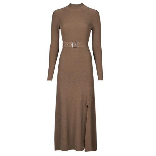 Kleidung Damen Maxikleider Karl Lagerfeld LSLV BUCKLE BELT KNIT DRESS Camel