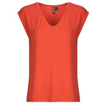 Kleidung Damen T-Shirts Pieces PCBILLO TEE LUREX STRIPES Rot