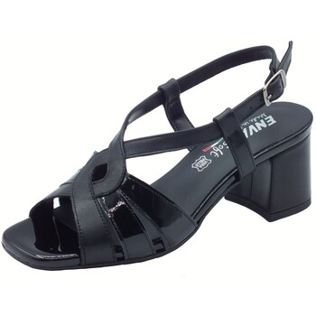Schuhe Damen Keilabsatzsandalen Enval 7773800 Capra Nappata Schwarz