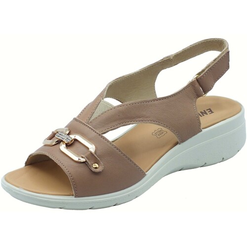 Schuhe Damen Keilabsatzsandalen Enval 7777022 Capra Tamponata Braun