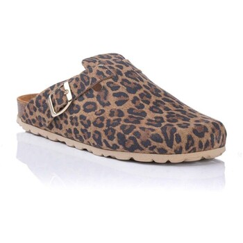 Schuhe Damen Pantoletten / Clogs Autenti Clog anatómico aus Leder - Animal-Print Braun