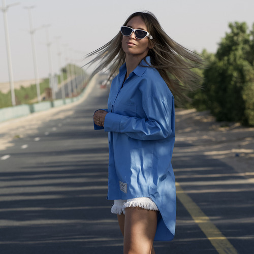 Clothing Women Shirts THEAD. KYLIE OVERSIZE SHIRT Blue