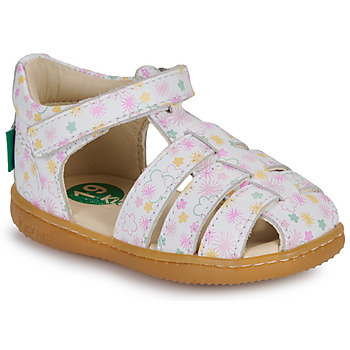 Shoes Girl Flat sandals Kickers KICK FLO White / Flower