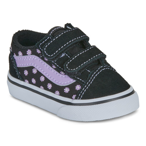 Cipők Lány Rövid szárú edzőcipők Vans Old Skool V FLORAL EMBROIDERY PURPLE Fekete  / Lila