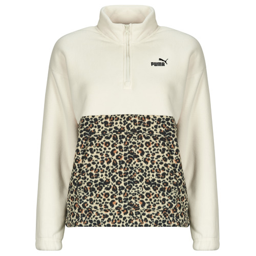 Abbigliamento Donna Felpe in pile Puma ESS GRAPHIC Animal Relaxed Half-Zip Crew Bianco / Leopard