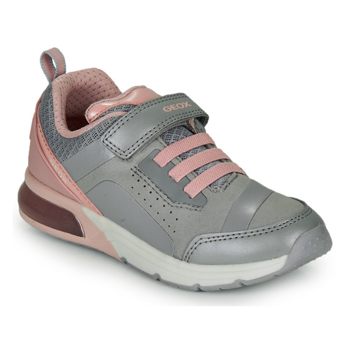 Shoes Girl Low top trainers Geox J SPACECLUB GIRL C Grey / Pink