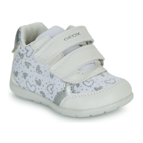 Shoes Girl Low top trainers Geox B ELTHAN GIRL White / Silver