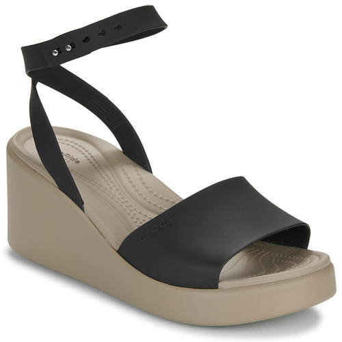 Shoes Women Wedge sandals Crocs BROOKLYN WEDGE Black / Beige