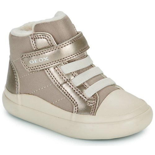 Shoes Girl High top trainers Geox B GISLI GIRL Beige / Gold