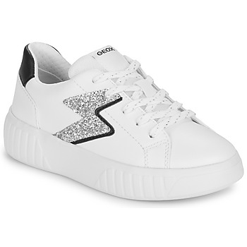 Shoes Girl Low top trainers Geox J MIKIROSHI GIRL White / Silver