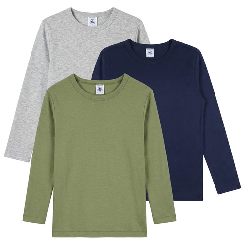 Textiel Jongens T-shirts met lange mouwen Petit Bateau TSML X 3 Multicolour