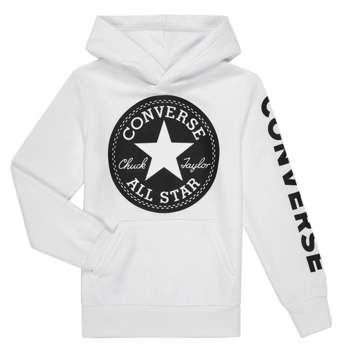 textil Pojkar Huvtröjor Converse SIGNATURE CHUCK PATCH PULLOVER HOODIE Vit