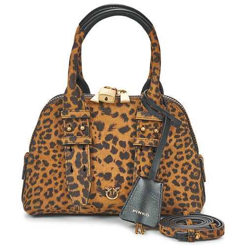 Väskor Dam Handväskor med kort rem Pinko BOWLING BAG ZIP MINI SUEDE Leopard