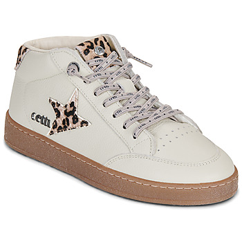 Skor Dam Höga sneakers Cetti C1333 Benvit / Leopard