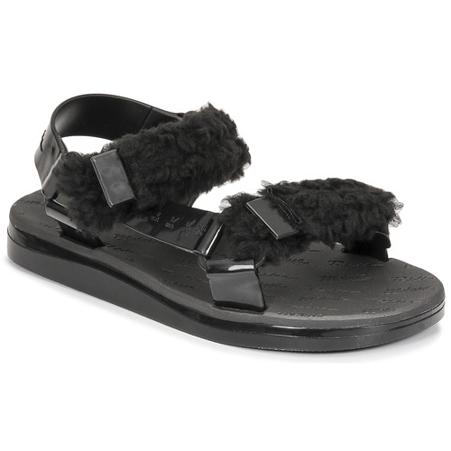 Čevlji  Ženske Sandali brez pete Melissa MELISSA PAPETTE FLUFFY RIDER AD Črna