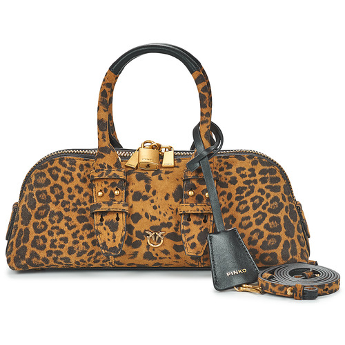 Torbice Ženske Ročne torbice Pinko BOWLING BAG BAGUETTE SUEDE Kostanjeva