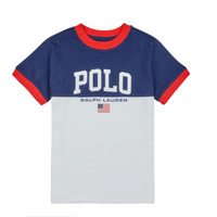 tekstylia Dziecko T-shirty z krótkim rękawem Polo Ralph Lauren SS CN RINGER-KNIT SHIRTS-T-SHIRT Marine / Biały / Czerwony
