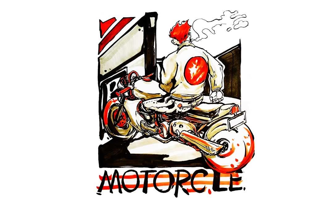 马克笔绘画-商业涂鸦风格插图-motorcle