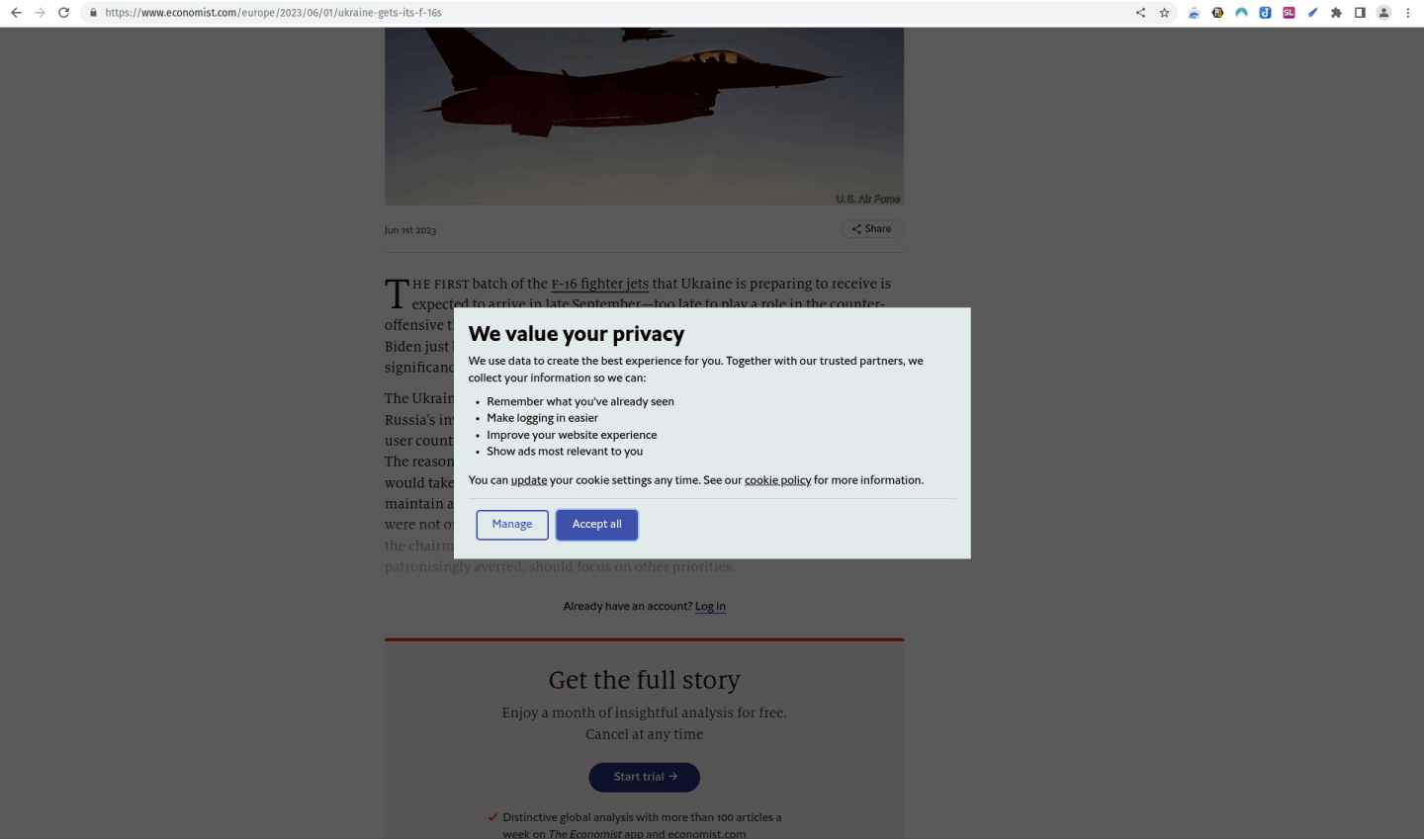 example of website with popups