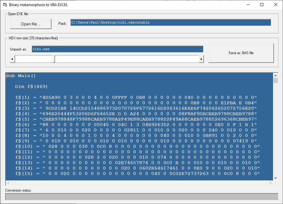 Binary files inside EXCEL VBA