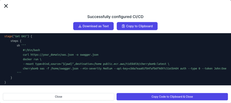 CI pipeline builder output