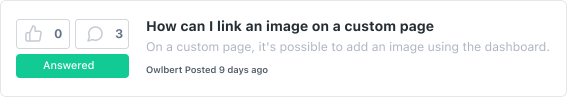 Post of a user asking, “How can I link an image on a custom page”