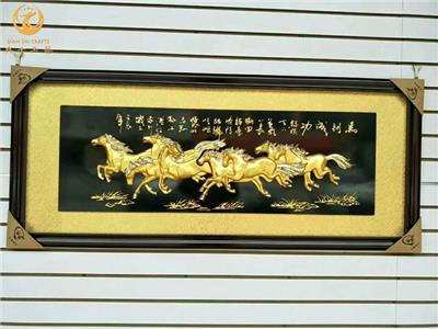 八骏马牌匾批发，新店开业贺礼，中式线框字匾办公室牌匾挂画批发