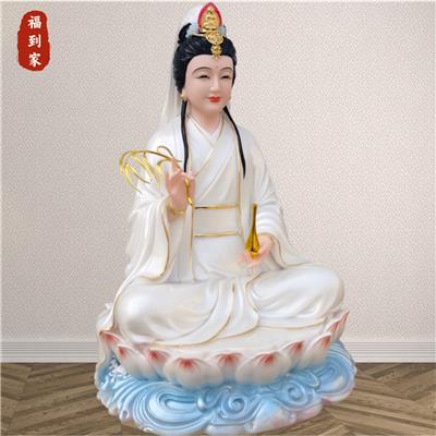 新款19寸48公分妙善观音神像摆件树脂珍珠溢彩白衣